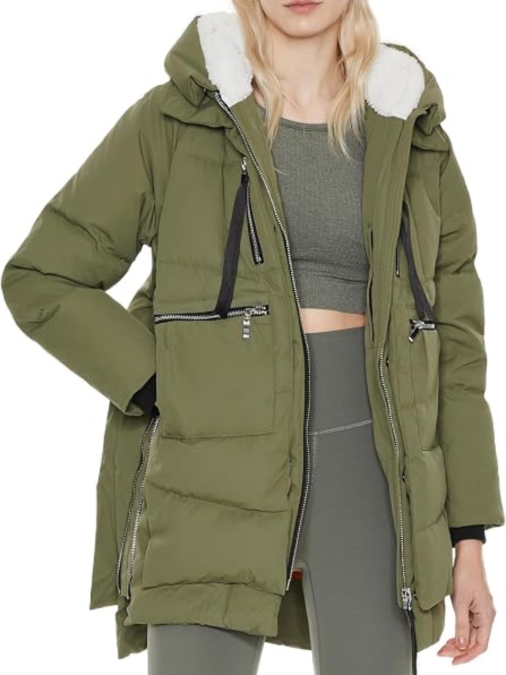 LIKE NEW Orolay Women's Thickened Down Jacket Very Warm Army Green